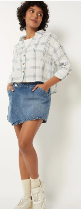 Light Wash Loose Fit Denim Skort