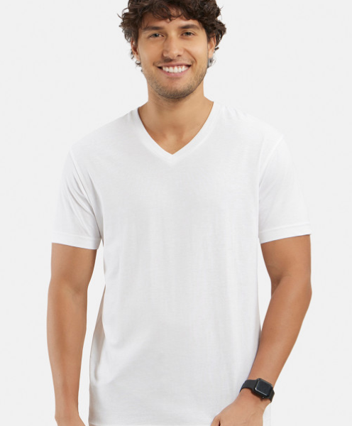 Combed Cotton Rich V Neck Half Sleeve Tshirt -2726