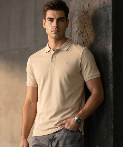Polo Collar Pure Cotton T-shirt