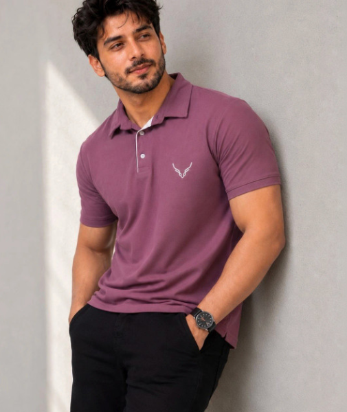 Men Brand Logo Polo Collar T-shirt