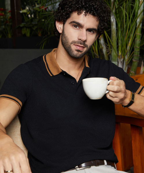 Men Solid Polo Collar Cotton T-shirt