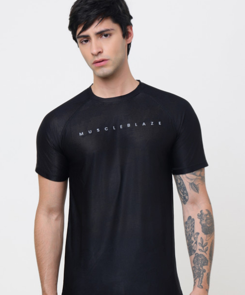 Unisex Brand Logo Printed Round Neck Compression T-shirt