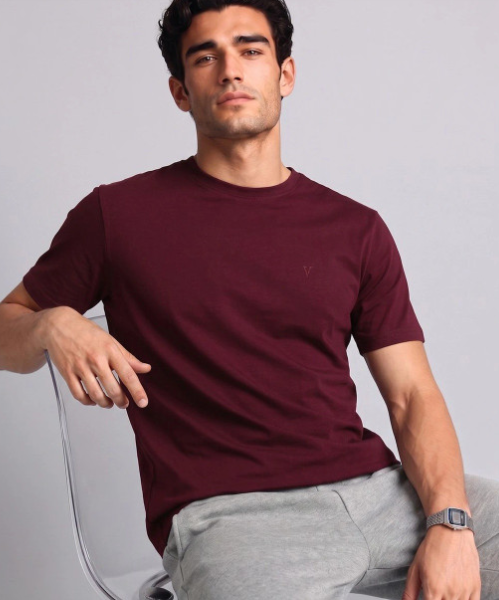 Van Heusen Men Cotton Crew Neck Solid Short Sleeves Soft Breathable Lounge Tshirt