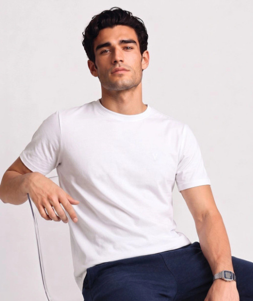 Van Heusen Men Cotton Crew Neck Solid Regular Fit Short Sleeves Lounge Tshirt