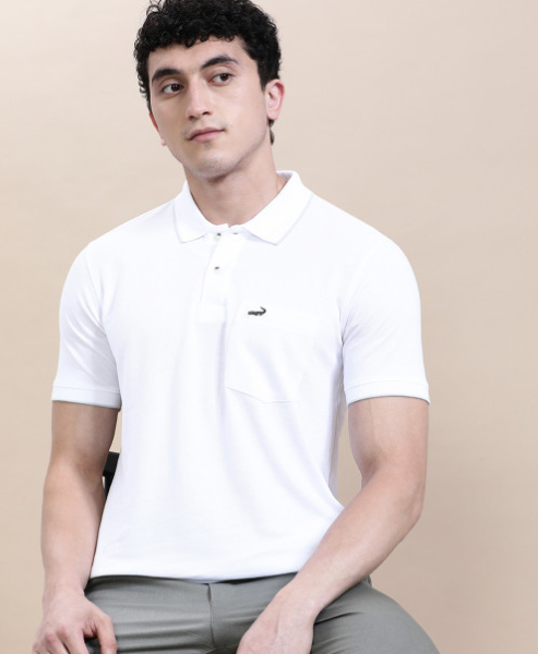 Polo Collar Short Sleeves Slim Fit T-shirt