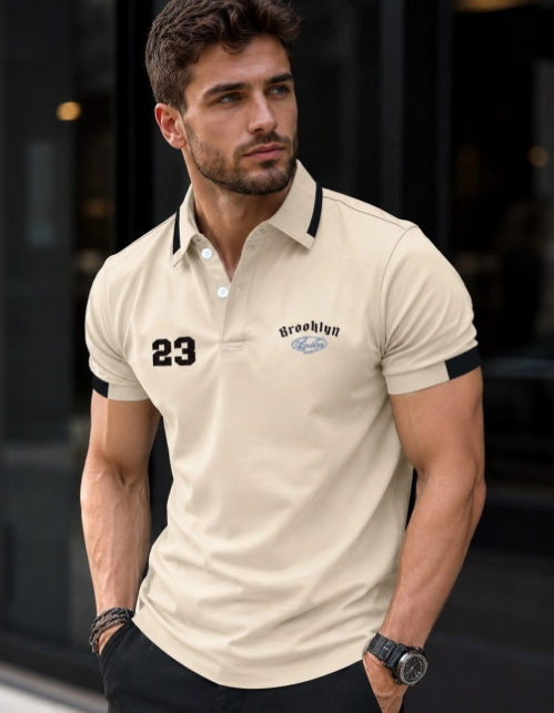 屏幕截图 2026-07-25 161557 Men Typography Printed Polo Collar Pockets T-shirt - Image 1