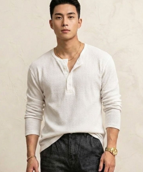 Men Henley Neck T-shirt
