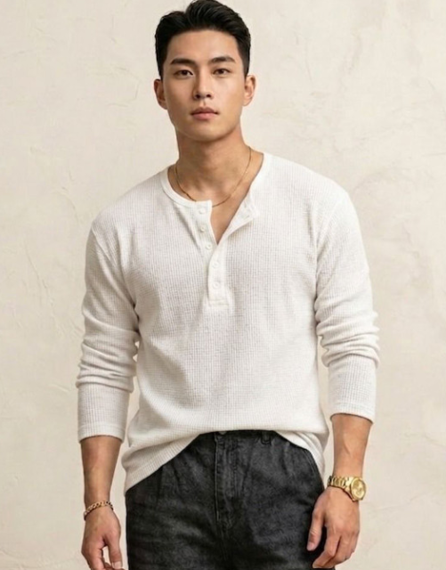 屏幕截图 2026-07-25 161734 Men Henley Neck T-shirt - Image 1