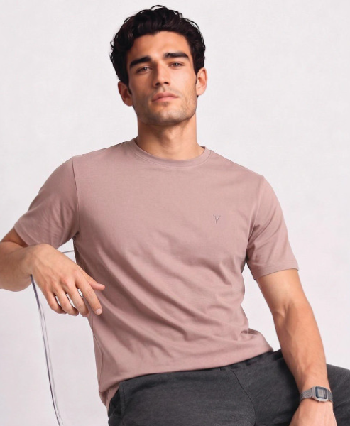 Van Heusen Men Cotton Crew Neck Solid Regular Fit Short Sleeves Lounge Tshirt