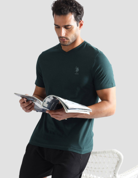 屏幕截图 2026-07-25 163520 Pure Cotton V-Neck Lounge T-shirt - Image 1