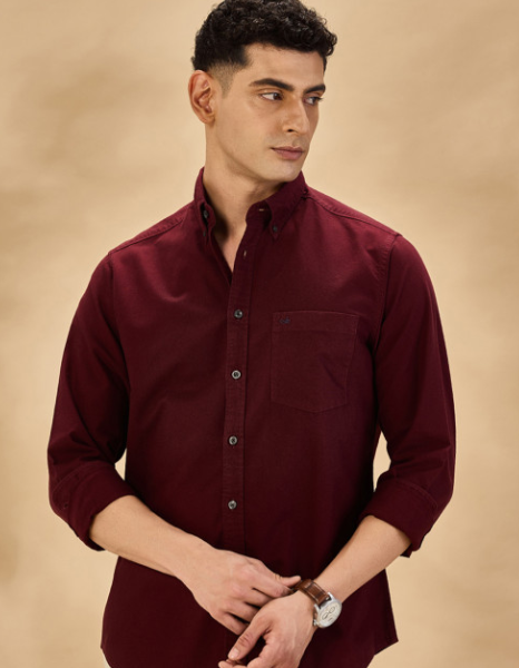 Button-Down Collar Oxford Cotton Casual Regular Fit Shirt