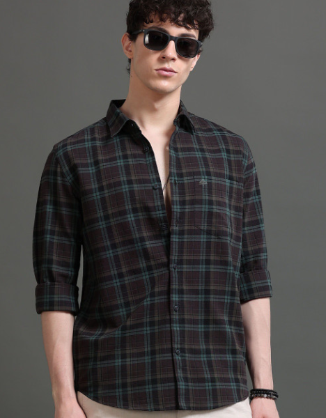 Men Smart Slim Fit Tartan Checks Checked Casual Shirt