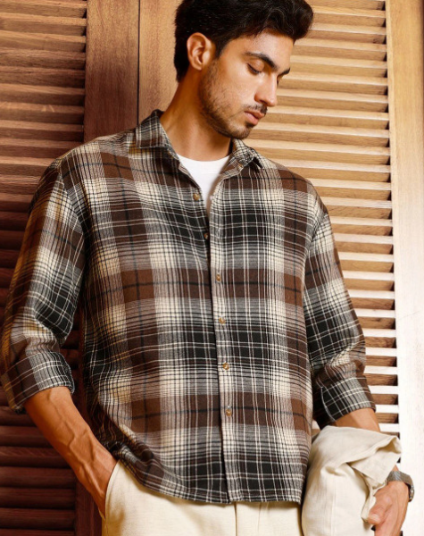 Men Relaxed Tartan Checks Checked Casual Shirt