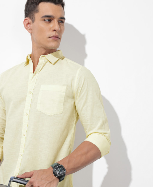 The Lifestyle Co. Solid Cotton Linen Regular Fit Shirt