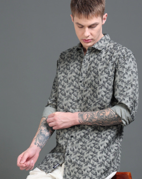Men Classic Floral Printed Casual Shirt