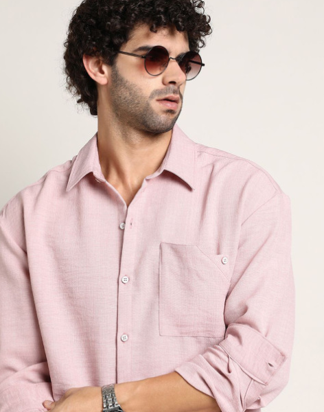Men Comfort Relaxed Fit Spread Collar Solid Cotton Casual Shirt