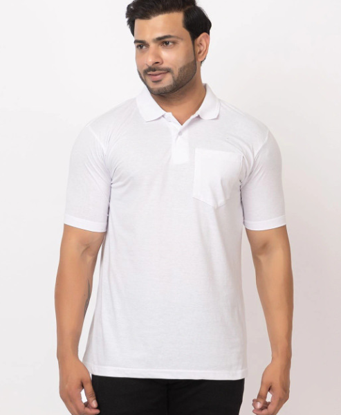 Men Polo Collar Pockets T-shirt
