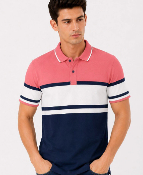 Men Colourblocked Polo Collar T-shirt