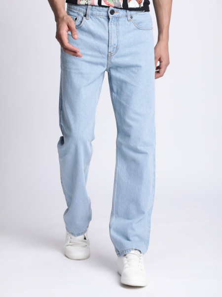 Men Blue Straight Fit Mid Rise Jeans