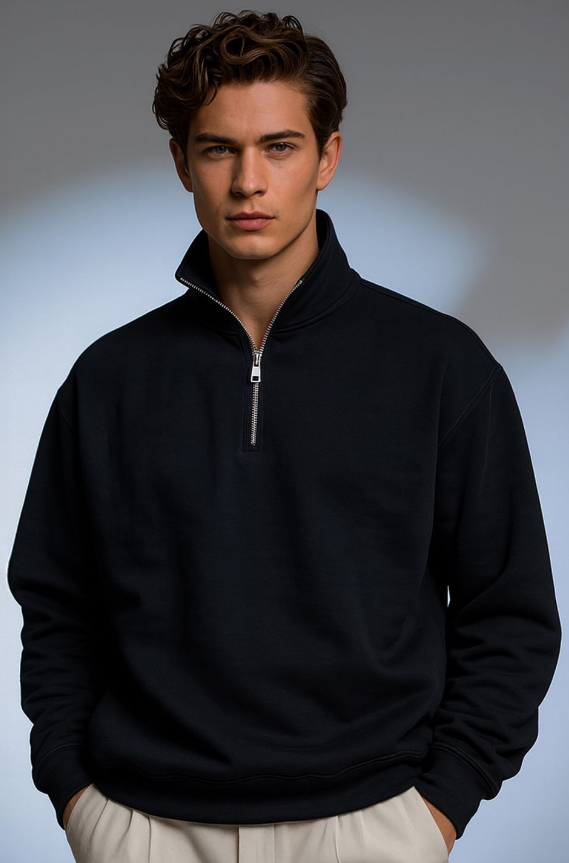 批注 2026-08-10 213246 Men Mock Neck Solid Sweatshirt - Image 1