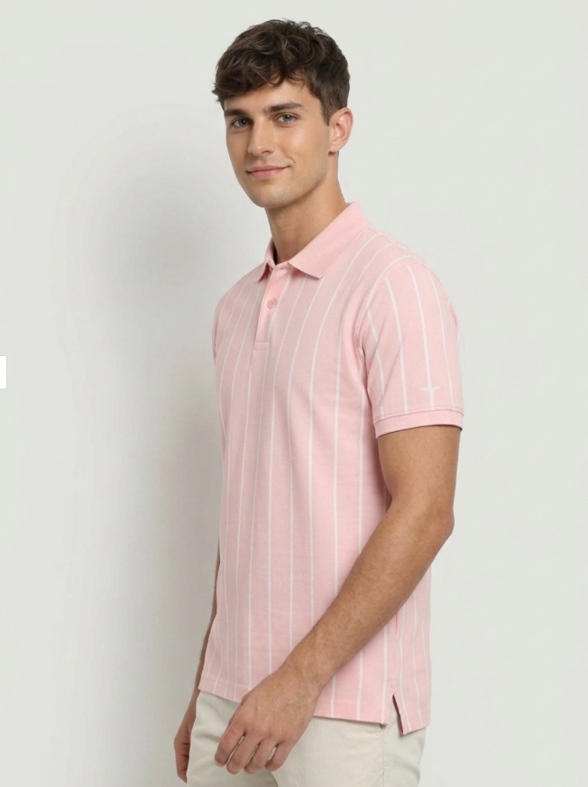 屏幕截图 2026-10-09 142649 Striped Polo Collar Slim Fit T-shirt - Image 1