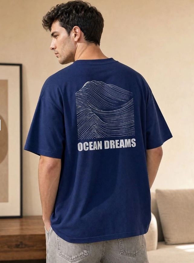 屏幕截图 2026-10-09 142811 Pure Cotton Graphic Round Neck Short Sleeves Oversized T-shirt - Image 1