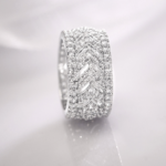 Rhodium-Plated Cubic Zirconia Stone-Studded Finger Ring