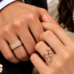 Unisex Set of 2 Rose Gold-Plated American Diamond Finger Ring