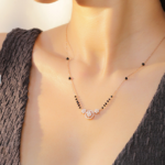 18k Rose Gold Plated Cubic Zicronia Studded with Black Beads Mangalsutra