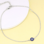 Rhodium-Plated 925 Sterling Silver Evil Eye Anklets