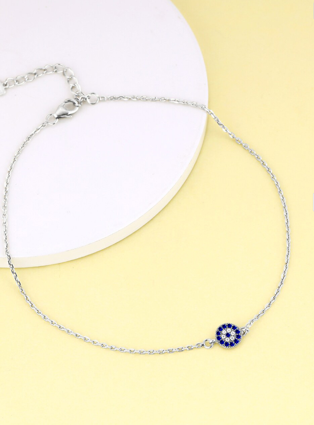 屏幕截图 2026-10-09 165721 Rhodium-Plated 925 Sterling Silver Evil Eye Anklets - Image 1