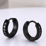 The Lifestyle Co. Unisex Stainless Steel Cubic Zirconia Studded Hoop Earrings